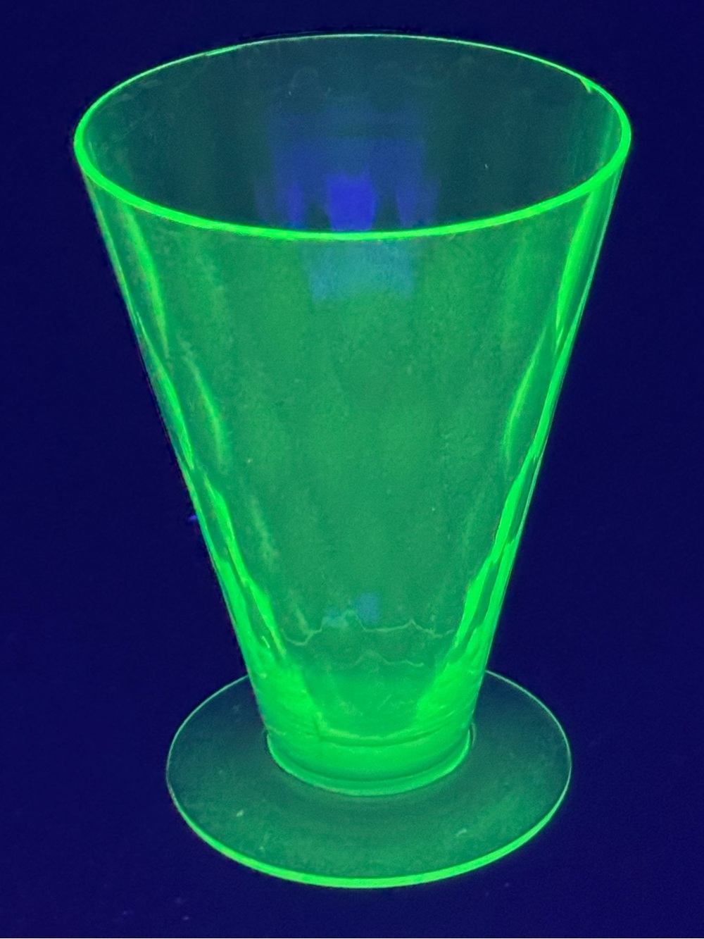 VINTAGE URANIUM GLASS FOOTED TUMBLER / SMALL VASE – 4.5”